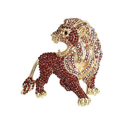 Image of EVER FAITH Roaring King Lion Austrian Crystal Brooch