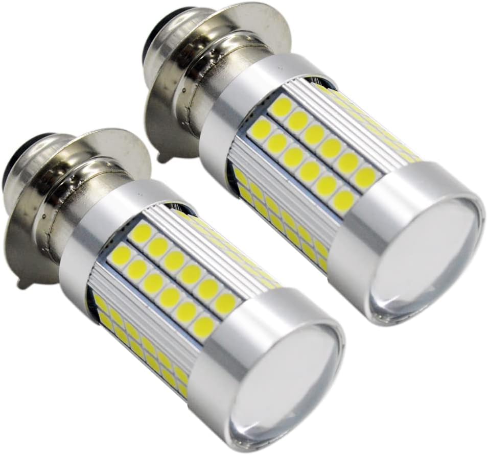 Ampoule Ba20d Ruiandsion Lot De 2 Ampoules LED BA21D Ambre DC 6 V Super Lumineuses Puces 3030 66SMD Avec Lentille De Projecteur, Ampoule LED Pour Phares De Moto Bass Motor