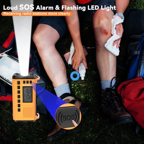 Emergency Weather Radio - AM/FM/NOAA Hand Crank Radio with 15W Fast Charge, 40000mAh Portable Solar Power Bank, Multi-Function Flashlight & SOS Alarm for Outdoor Indoor Emergencies (Orange) - Image 4