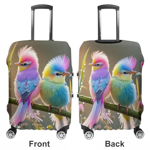 Colorful Little Bird Luggage Cover, Elastic Luggage Protector Fits 19-32in Suitcases, Washable & Anti-Scratch Suitcase Cover for Men Women S3