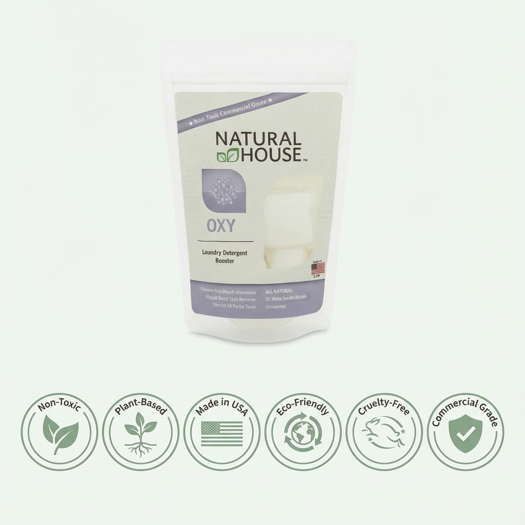Natural House Oxy Boost - Probiotic Oxygen Whitener & Stain Remover Pods - Plant-Based - Color Safe - Fragrance Free - 120 Count
