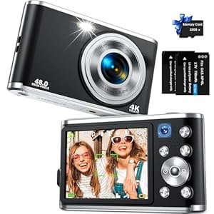 Digital Camera, AutoFocus 4K Vlogging Camera with Dual Camera 48MP 16X Digital Zoom Kids Compact Camera with 32GB Memory Card Portable Point and Shoot Cameras for Teens Beginner