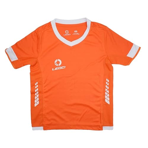 Leoci Boy's Soccer Jersey Kids Unisex Girls Football Jersey/Shorts/Socks Kit Orange/Black #TOP1