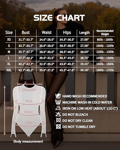 Image of MANGOPOP Womens Bodysuit Long Sleeve Crew Neck Body suit for Women Ribbed Bodysuits Shirts