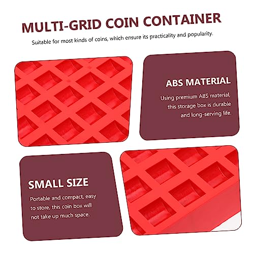2 piezas cajas multi-rejilla para monedas rojo miniatura 4