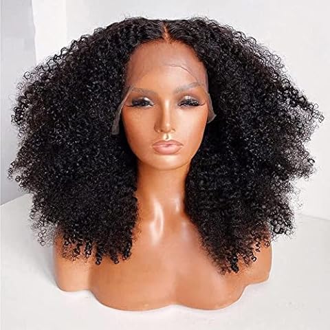 180 Density Brazilian Kinky Curly Lace Frontal Wig Human Hair 20 inch MSGEM 13x4 Kinky Curly Glueless Lace Front Wigs for Black Women Pre Plucked with Baby Hair Natural Color Cover