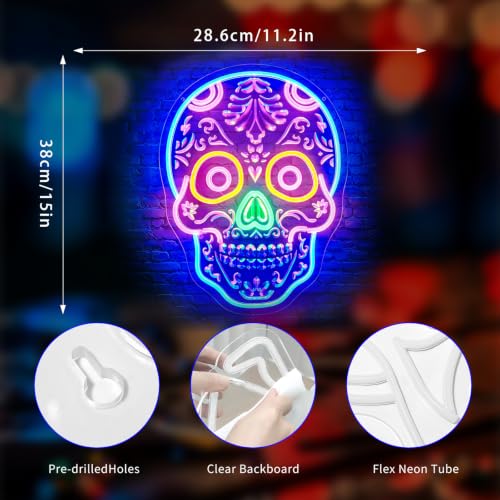 Image of Neon Sign, Skull Neon Signs for Wall Decor LED Signs Neon Light