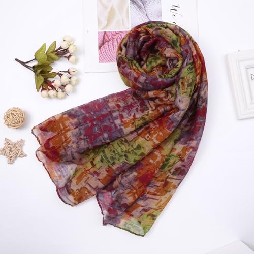 Women Vintage Print Chiffon Square Head Scarf Lightweight Neck Scarves Hair Neckerchief Scarf Se3