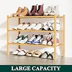 Smiry Shoe Rack, 3 Tier Bamboo Shoe Organizer, Stackable Free Standing Wooden Shoe Storage Shelf for Closet, Entryway, Front Door Entrance, Natural - Image 5