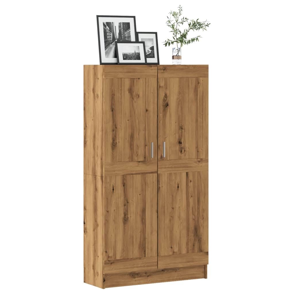 Bücherschrank Artisan-Eiche 82,5x30,5x150 cm Holzwerkstoff Standregal mit Tür 4 Etagen Bücherregal für Wohnzimmer Schlafzimmer Büroorganisation