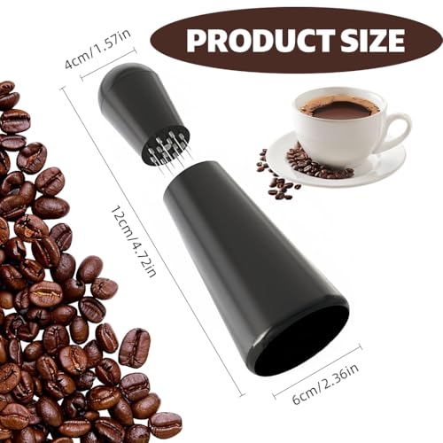 Image of Supvox Coffee Stirrer with Stand, Stainless Steel Needle Distributor Round Head Handle Distribution Tool for Espresso Machine Coffee Removable pins