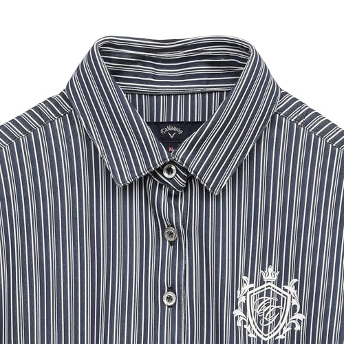 [キャロウェイ] レディース 半袖 ポロシャツ (吸汗速乾性・ストライプ柄) / ゴルフ / C25134205 1120_ネイビー LL 6枚目