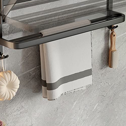 Toallero sin agujeros baño estante negro colgante de pared inodoro 50cm 8