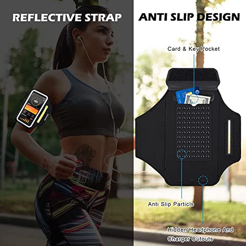 Sportarmband Handy Universal, Handyhalterung Joggen Mit Kopfhörer Tasche Running Armband für iPhone 16 Pro Max/15 Pro/14 Pro/13/12/11 Handytasche für Joggen Running Bis zu 6,9'