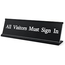 All Visitors Must Sign In Desk Sign,Aluminum Vistors Sign In Reminder Warning Desk Signs for Business Office School Clinic-8 x 2.4 inches