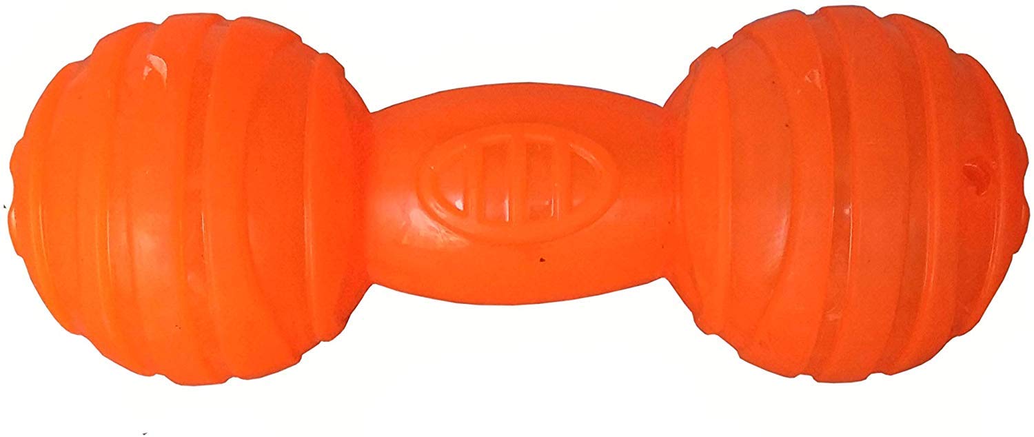 PSK Natural Rubber Colorful Dumbbell Squeaky Fun Toy for Small Puppy (Orange) (B07YJW1LZ4) Amazon Price History, Amazon Price Tracker