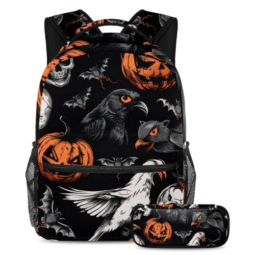 Sac à dos gothique 2 pièces avec trousse scolaire pour collège et primaire