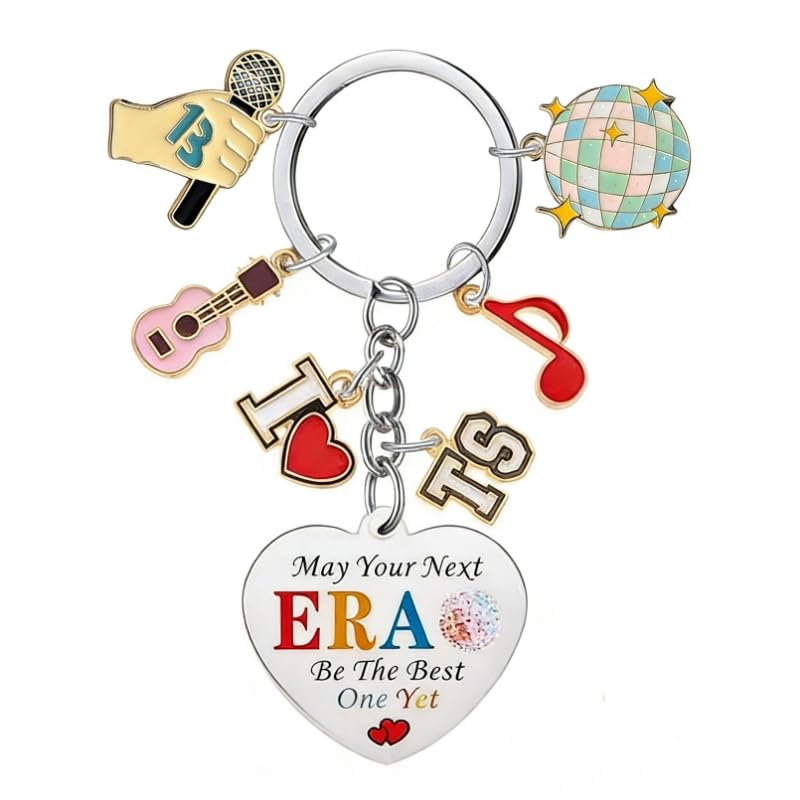 Eeexigee I LOVE TS POP Music Keychain Cute Music Themed Key Chain Merch Party Favors Gifts For Women Girls Kids Boy Adult Pretty Quotes Stuff Key Ring