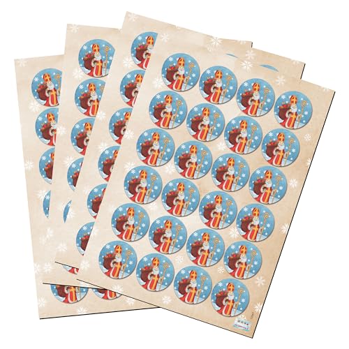 Logbuch-Verlag 96 Autocolantes autocolantes redondos para pai Natal 4 cm - autocolantes de pai Natal decoração para presente de Natal