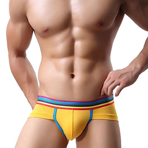 Calzoncillos Sexy Hombre Ropa Interior Slips Transparentes Hombre Pantalones Cortos Tangas Lenceria Hombre Erotica Boxers para Hombre (L,   Amarillo)
