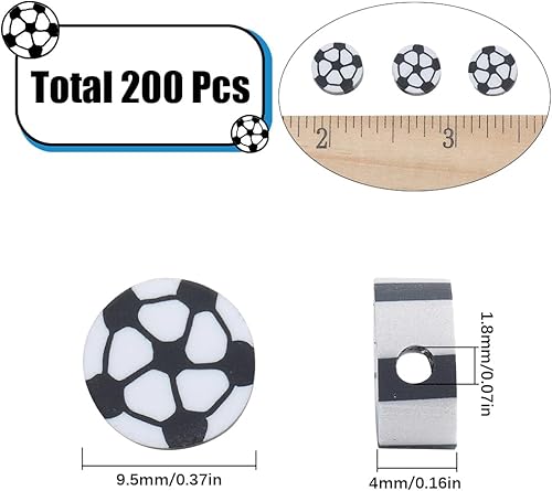 Miniatura 2 de SUNNYCLUE 200 piezas de cuentas de fútbol de arcilla deportes DIY suministros de fabricación de joyas