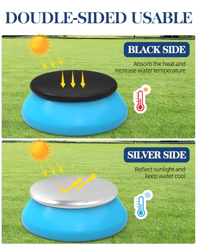 Cubre piscina inflable redonda 8 ft negro miniatura 4