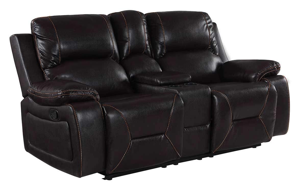 Homeroots 40"" Classy Brown Leather Loveseat