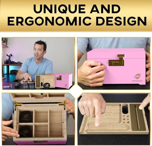 Image of Premium Large Bamboo Storage Box with Removable Organizer Tray & Glass Jars