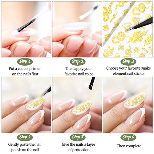 Schlange Nagelkunst Aufkleber, EBANKU 8 Blätter 3D Selbstklebende Nagel Abziehbilder mit Schlange Design Nagelkunst… – Bild 8