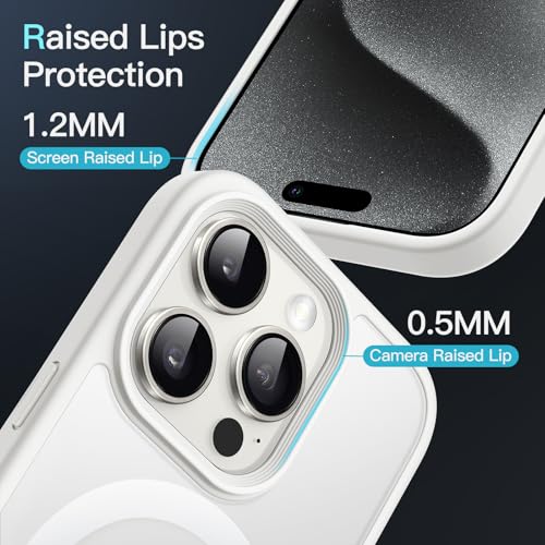 Image of JETech Magnetic Cover Case for iPhone 15 Pro 6.1-Inch Compatible with MagSafe, Translucent Matte Back Slim Shockproof Phone Cover (White)