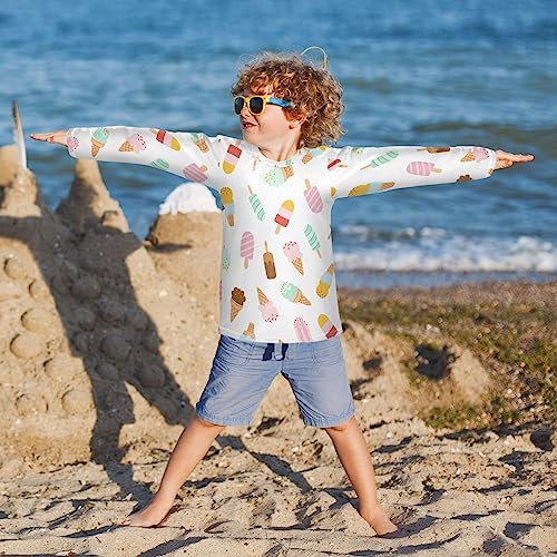 Image of CaTaKu Ice Cream Sweet Boys Rash Guard Long Sleeve Toddler Swim Shirts UPF 50+ Swimsuit for Boys Girls 4T