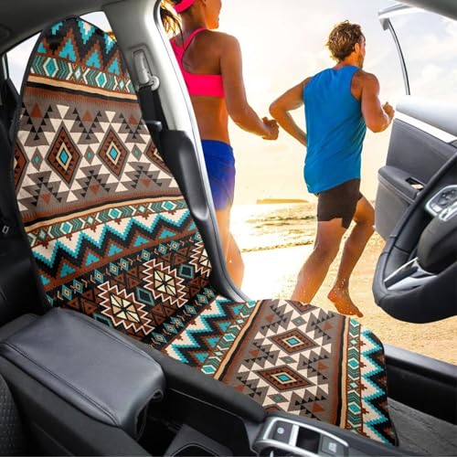 Image of Aztec Car Seat Cover Front Seats Only Universal Fit Most Cars Anti-Slip Back Fabric Waterproof Bucket Towel Seat Covers for Trucks SUV Jeep