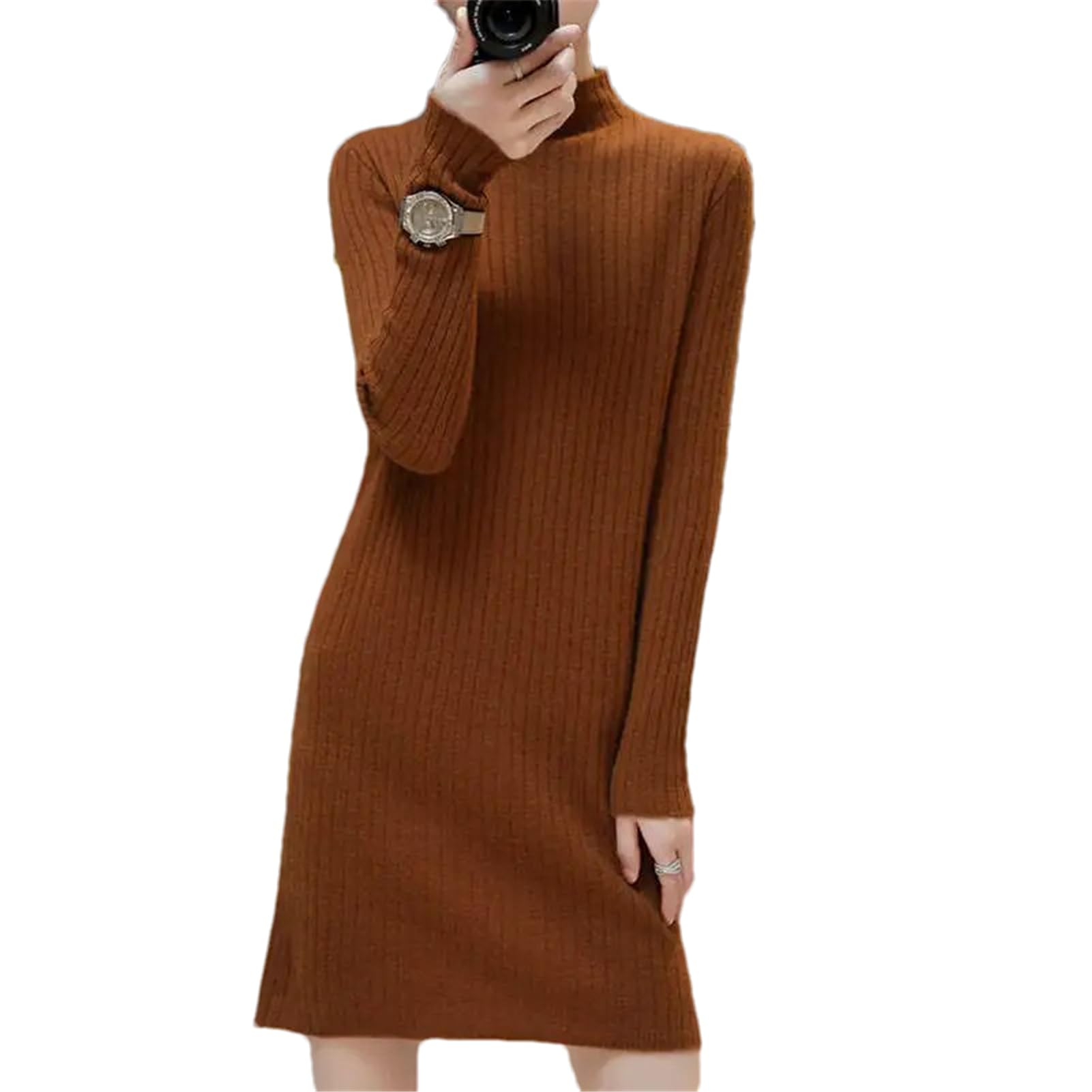 Alti Collari Morbidi Donne Maglioni Pullover di Lana Autunno/Inverno Lavorato A Maglia Femminile Abiti Lung