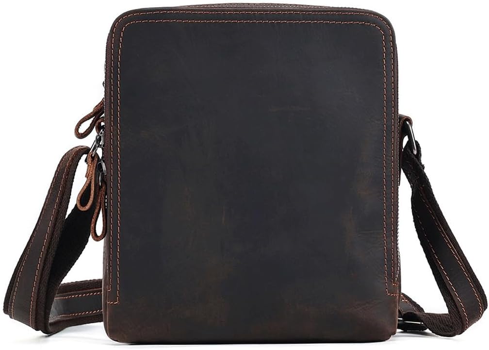 Shoulder Bag Crossbody Small Crazy Horse Leather Retro For Men