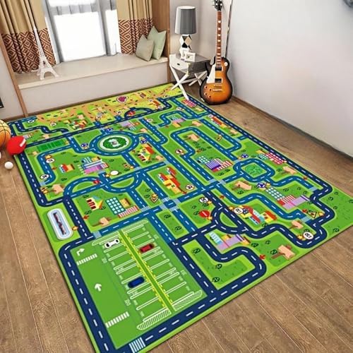 Amazon.co.jp: ラグ キッズマット プレイマット 道路 交通 地図 線路