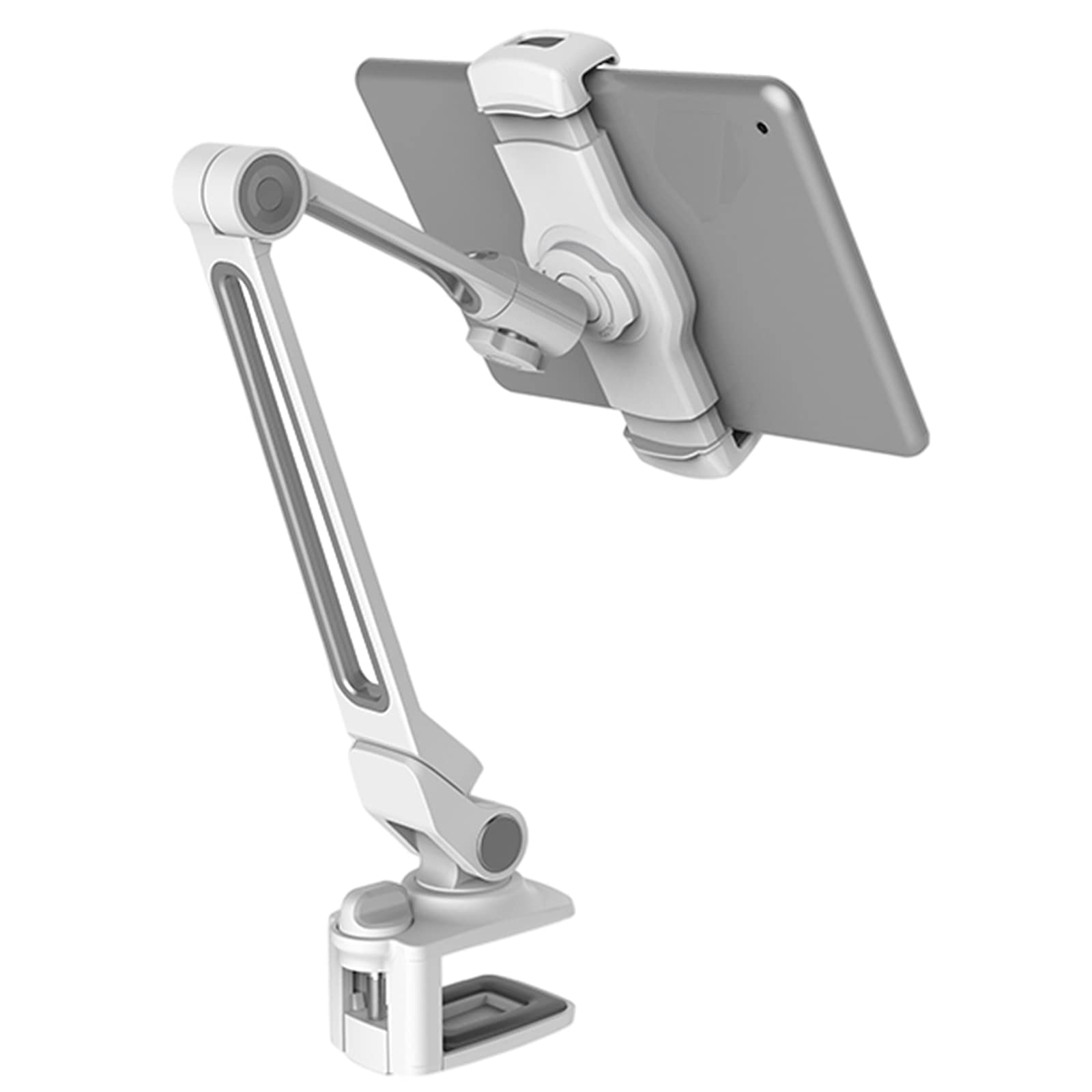 Soporte para Tableta, Soporte de Brazo Largo Flexible Ajustable, Rotación de 360 Grados, Compatible con 4-11" Teléfonos Inteligentes/i-Pad/Tablets/Switch,Blanco