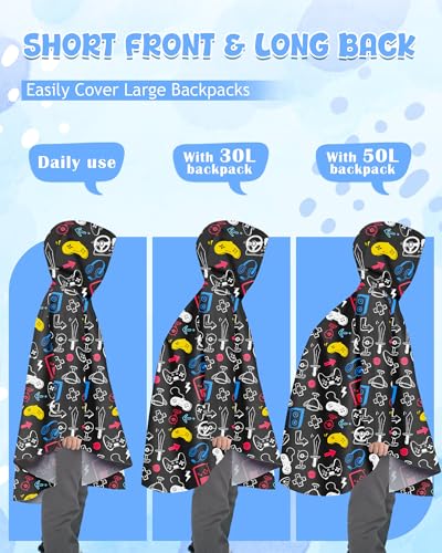 Image of OlyPegic Kids Rain Poncho with Hooded Reusable Waterproof Lightweight Ponchos Kids Boy Girl Raincoat Outwear