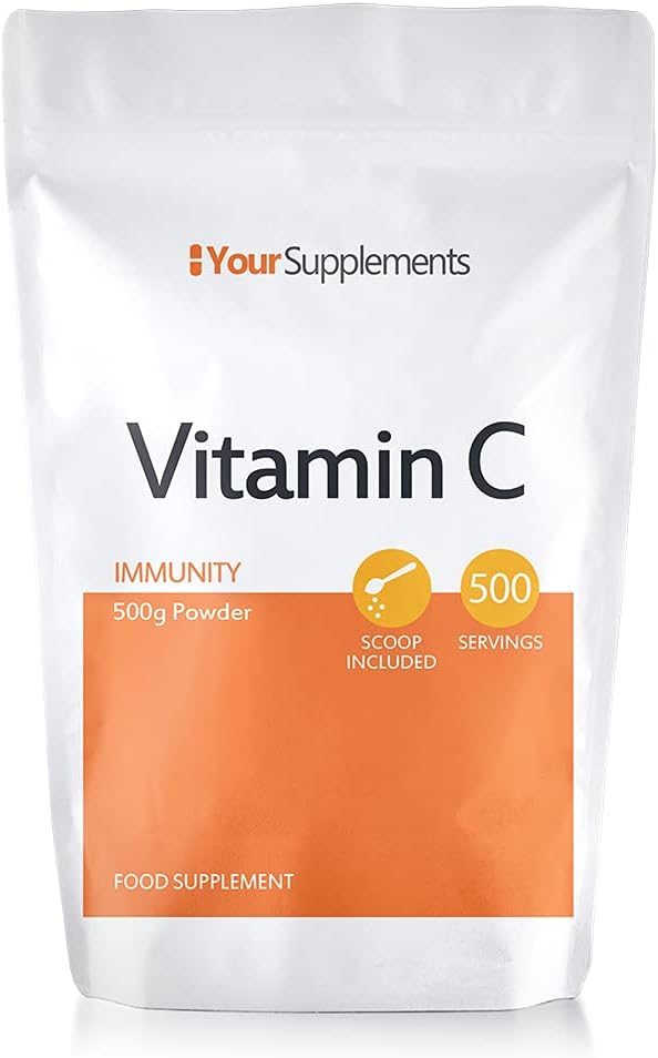 Vitamin C Powder 500g - Ascorbic Acid | 100% Pure British Pharmaceutical Grade | Non-GMO | Scoop Included