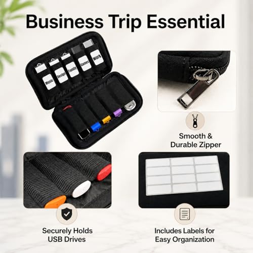 Image of Black Pen Drive Box, 10 Slots USB Flash Drive Organizer for Travel Business Commute Storage, Pen Drive Case for Tech Professionals and Students, Pendrive Pouch