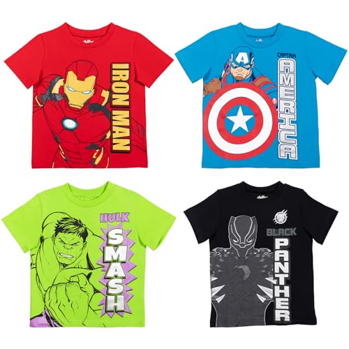 Marvel Avengers Spider-Man Mech Strike 4 Pack Cosplay Athletic T-Shirts Toddler to Big Kid Sizes (2T - 18-20)