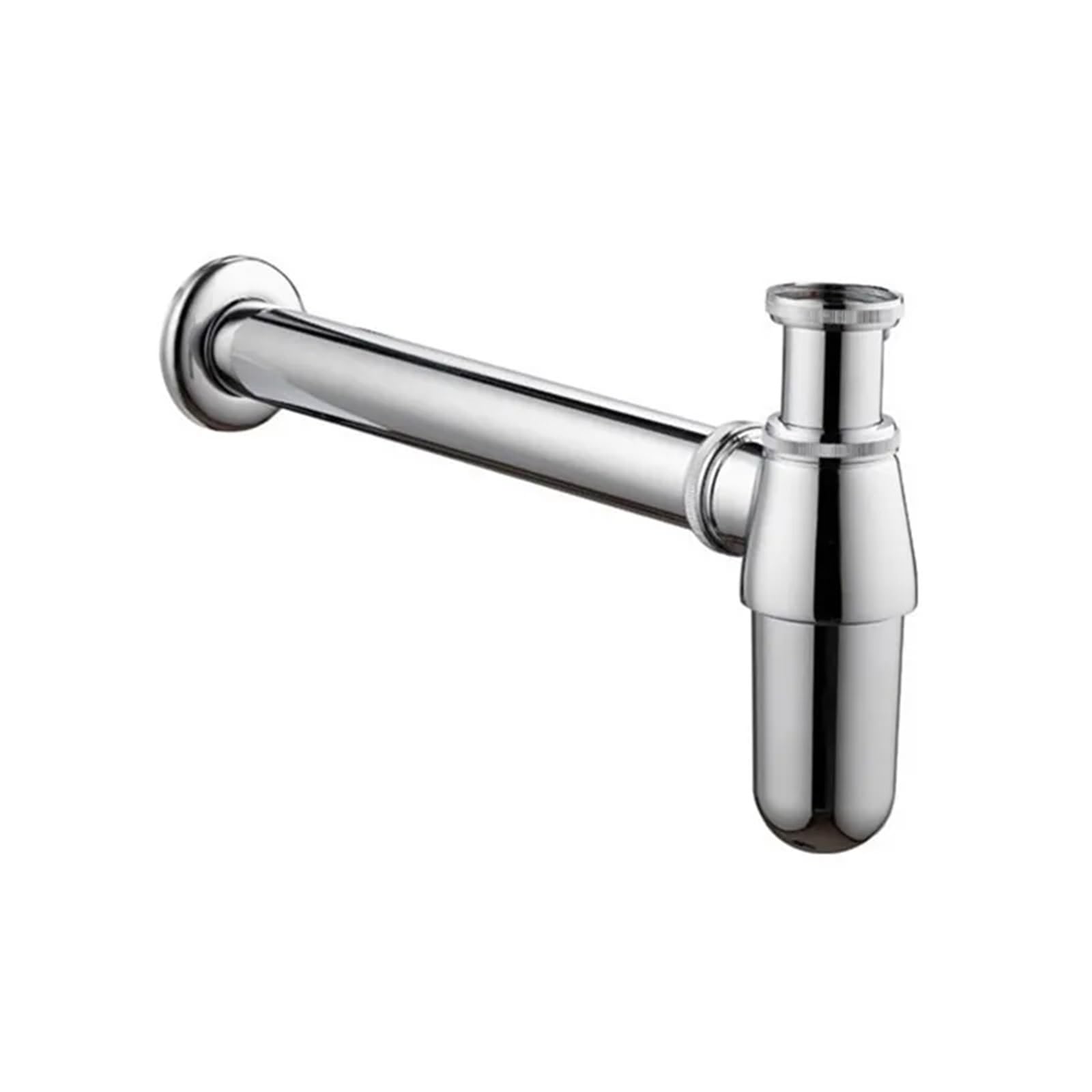 Siphon mural en laiton massif de style ancien, siphon P avec bonde escamotable for lavabo et tuyau plomberie(Brushed Bronze)