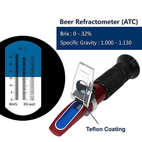 Rhino Beer (0-32% Brix & 1.000-1.130 Specific Gravity) Refractometer for Homebrew and Automatic