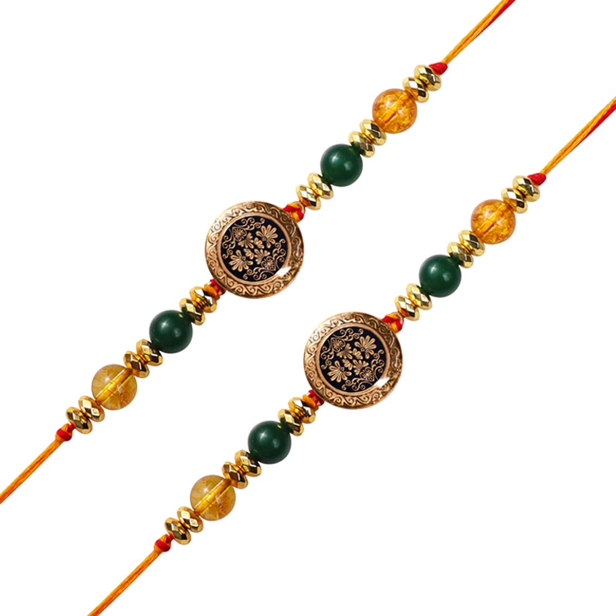Shubhanjali Money Magnet Rakhi with Hematite for Brother (Pack of 2) | Customised Crystal Stone Dori Rakhis for Bhaiya Bhabhi | Fancy Designer Rakhi for Bhai with Rakshabandhan Card Roli Chawal Combo (B0D9BBJFWG) Amazon Price History, Amazon Price Tracker