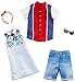 Produktbild Barbie Mattel GHX69 Ken Mode, Kleidung, Fashion Set - Kleid mit Blumen und Punkten, Haarreif, Hemd, Jeans Short und Brille