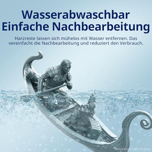 ANYCUBIC Wasser Abwaschbar Resin 2.0, 3D Drucker Resin Water Washable, Anti-Vergilbung, UV Resin 405nm Standard Photopolymer Harz Geringer Geruch für alle LCD 3D Drucker, Grau 1000g