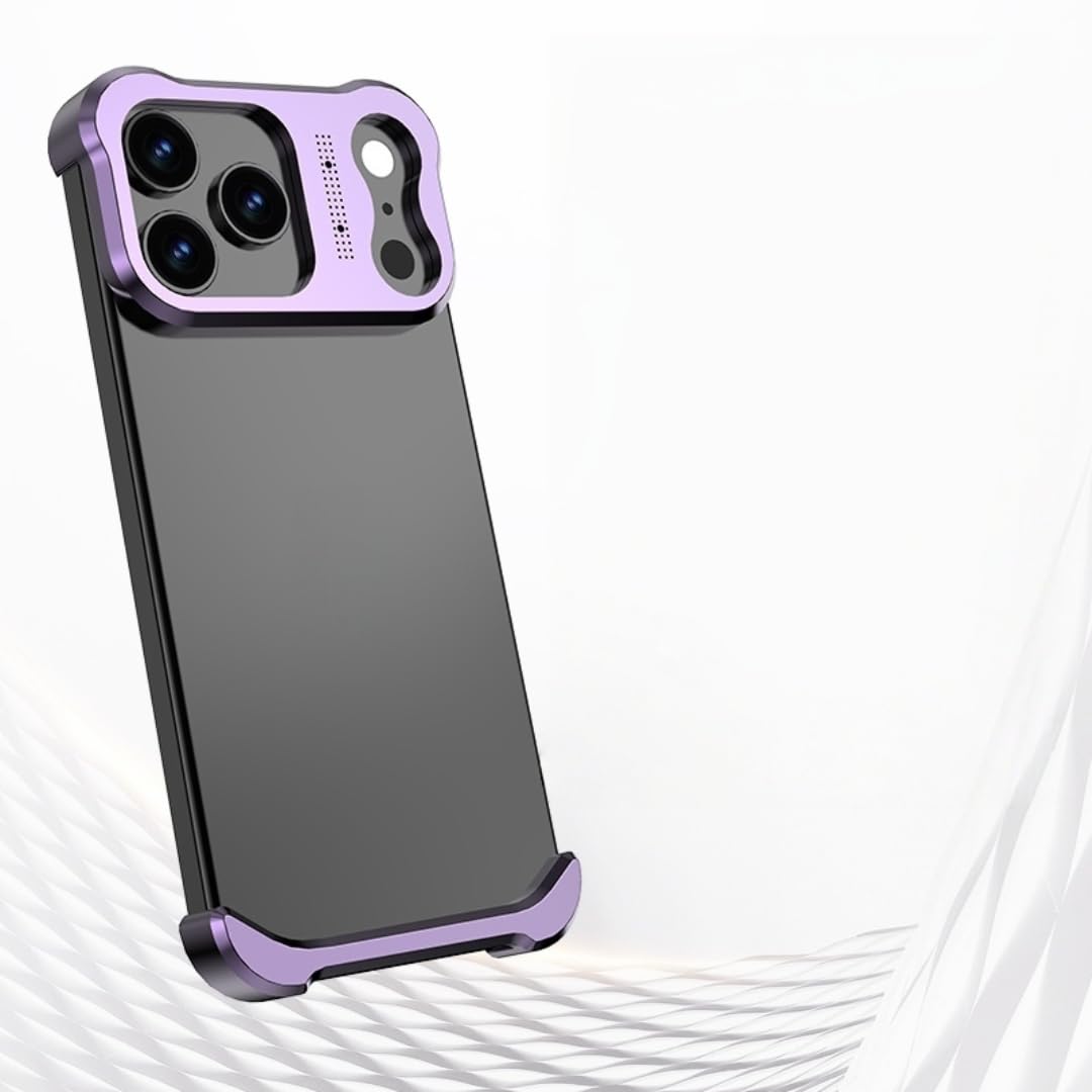 Paraurti di lusso irregolare in lega di titanio per iPhone 17 Air Pro Max 16 15 14 13, protezione per l'obiettivo, antiurto, traspirante, senza bordi (per iPhone 17 Pro/VIOLA)
