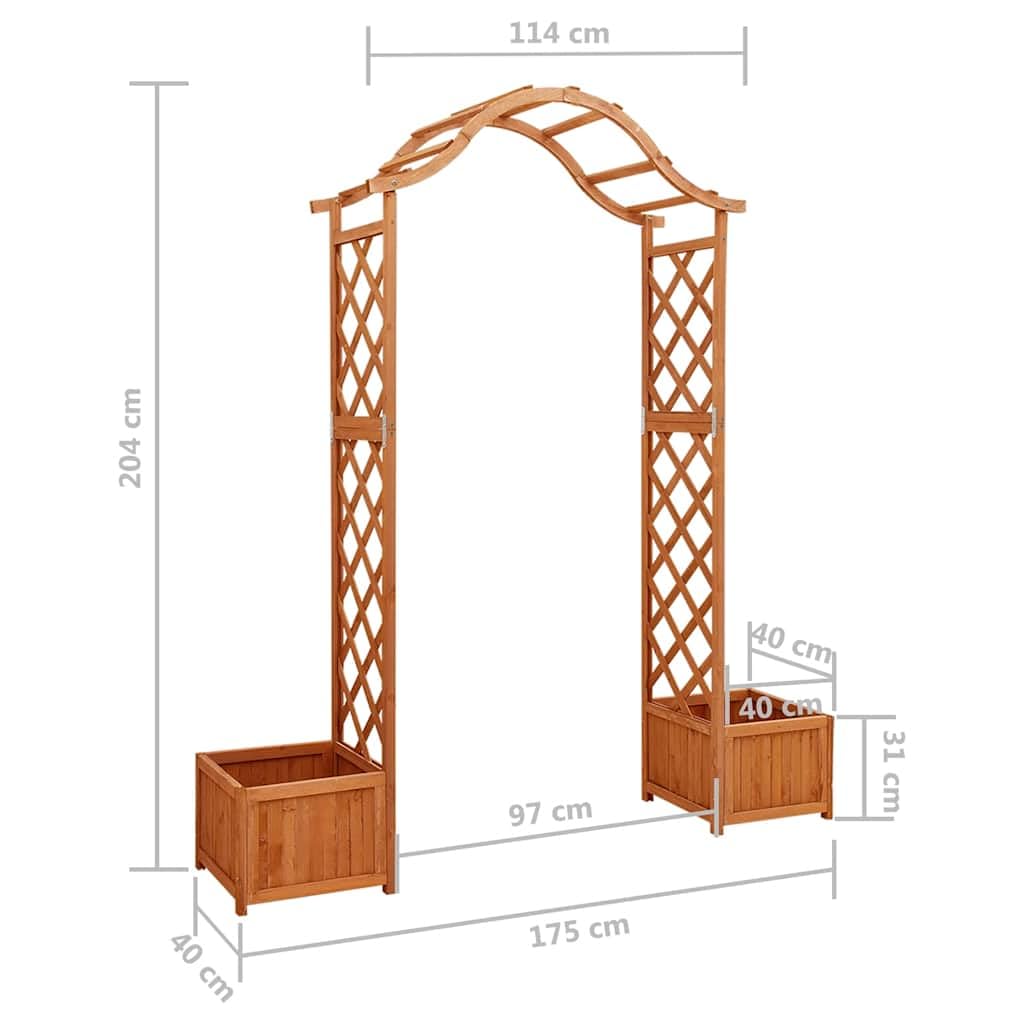 vidaXL Pergola ogrodowa z donicami, lite drewno jodłowe