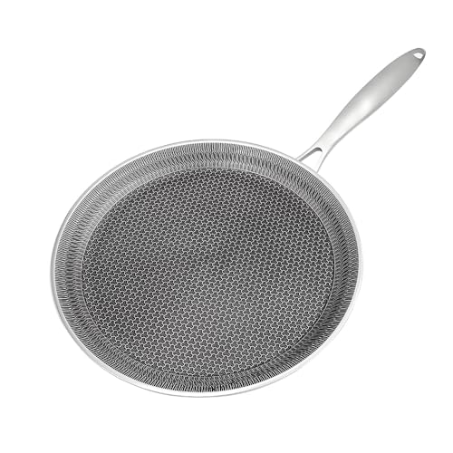 Bobikuke Poêle à Crêpes en Acier Inoxydable 26 cm, Crêpière avec Revêtement Antiadhésif, Tous Feux dont Induction, sans PFOA
