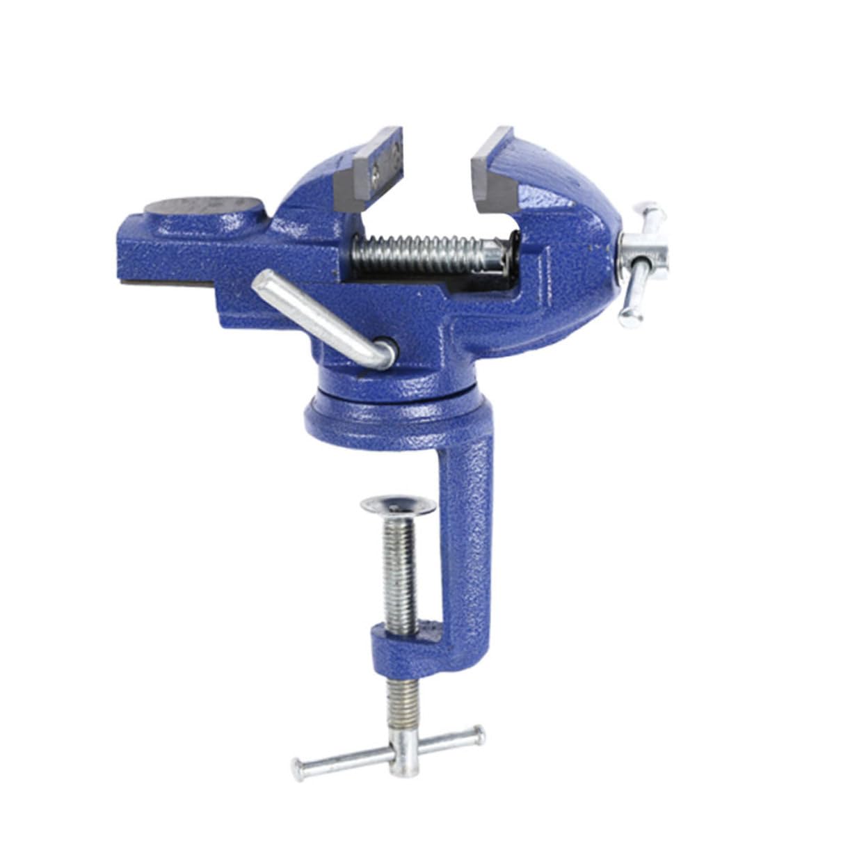 Étau de Table à Pince Pivotant 360° Bleu en Acier, 1 Pièce
