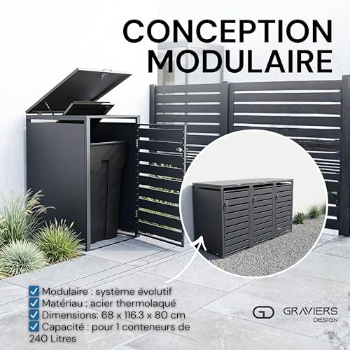 Cache-poubelle 240l résistant aux intempéries pour stopper nuisibles et odeurs - 8